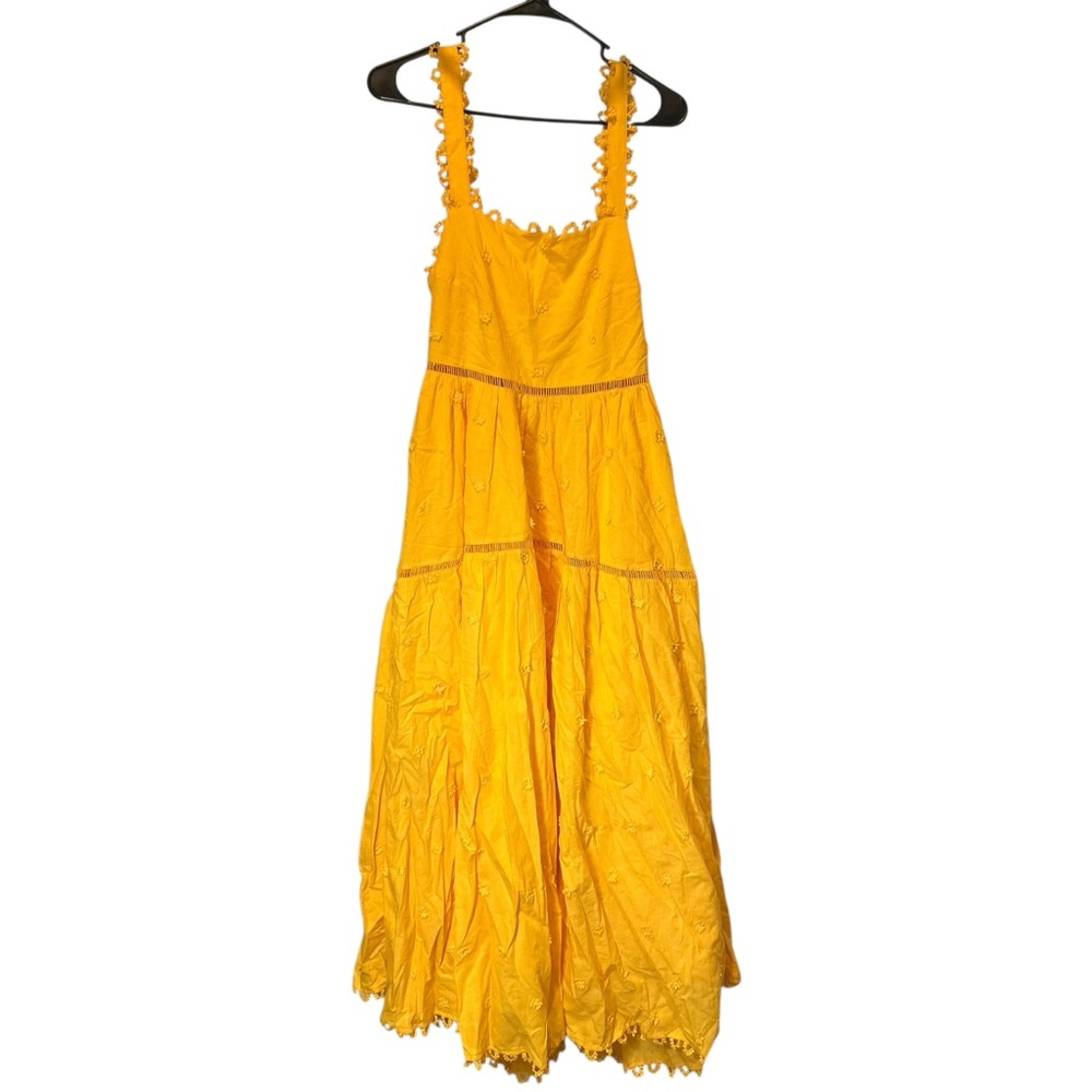 FARM Rio Yellow 3D Flowers Midi Dress Size Small NWT - Picture 2 of 7
